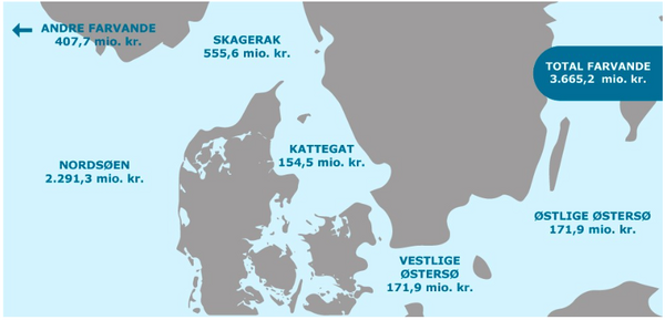 kort over værdi af danske landinger